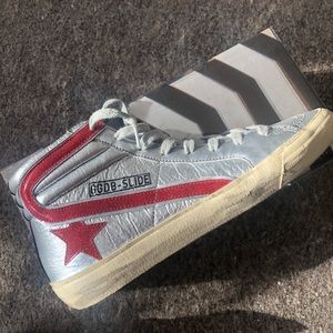 Golden Goose Silver- Red Glitter Star high tops